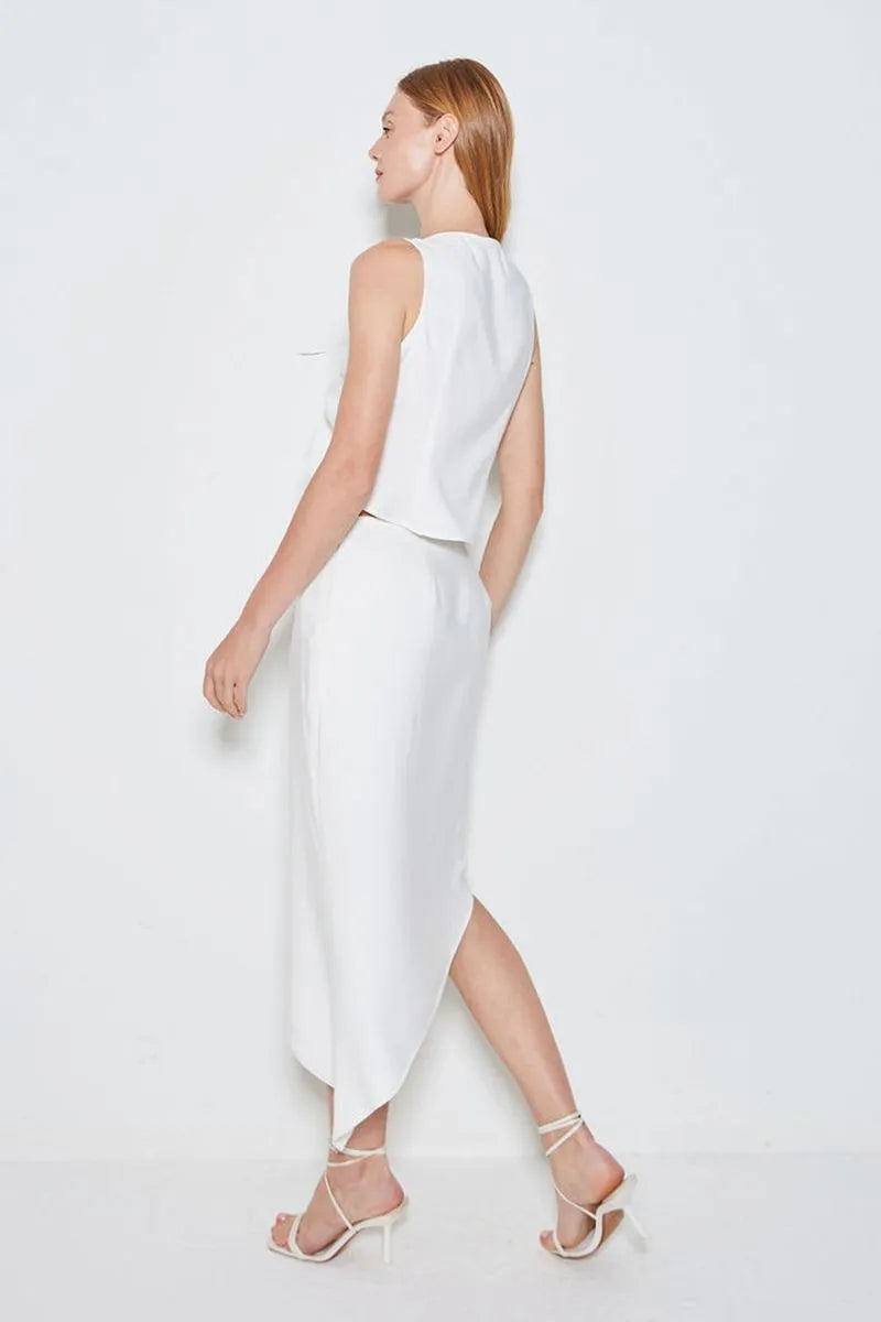 SAIA MIDI BARRA ASSIMETRICA OFF WHITE