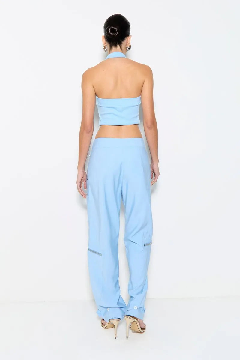 CROPPED REGATA FRENTE UNICA EM MALHA CANELADA AZUL BEBE