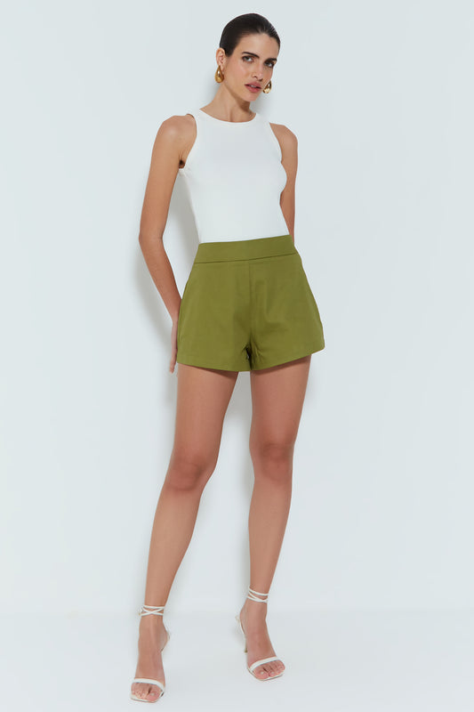 SHORTS CINTURA ALTA RETO VERDE MOSS