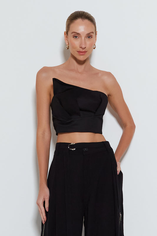 CROPPED TOMARA QUE CAIA COM SOBREPOSICAO SHELL PRETO