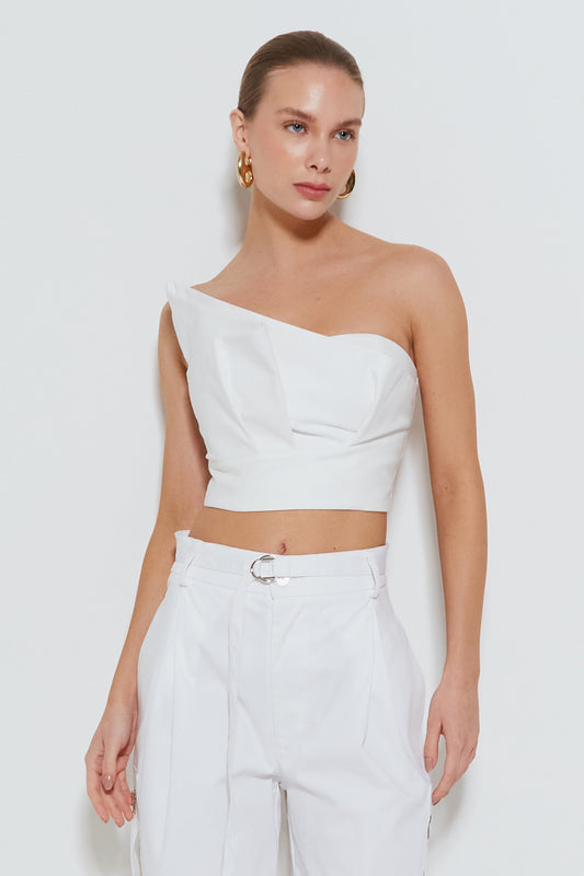 CROPPED TOMARA QUE CAIA COM SOBREPOSICAO SHELL OFF WHITE