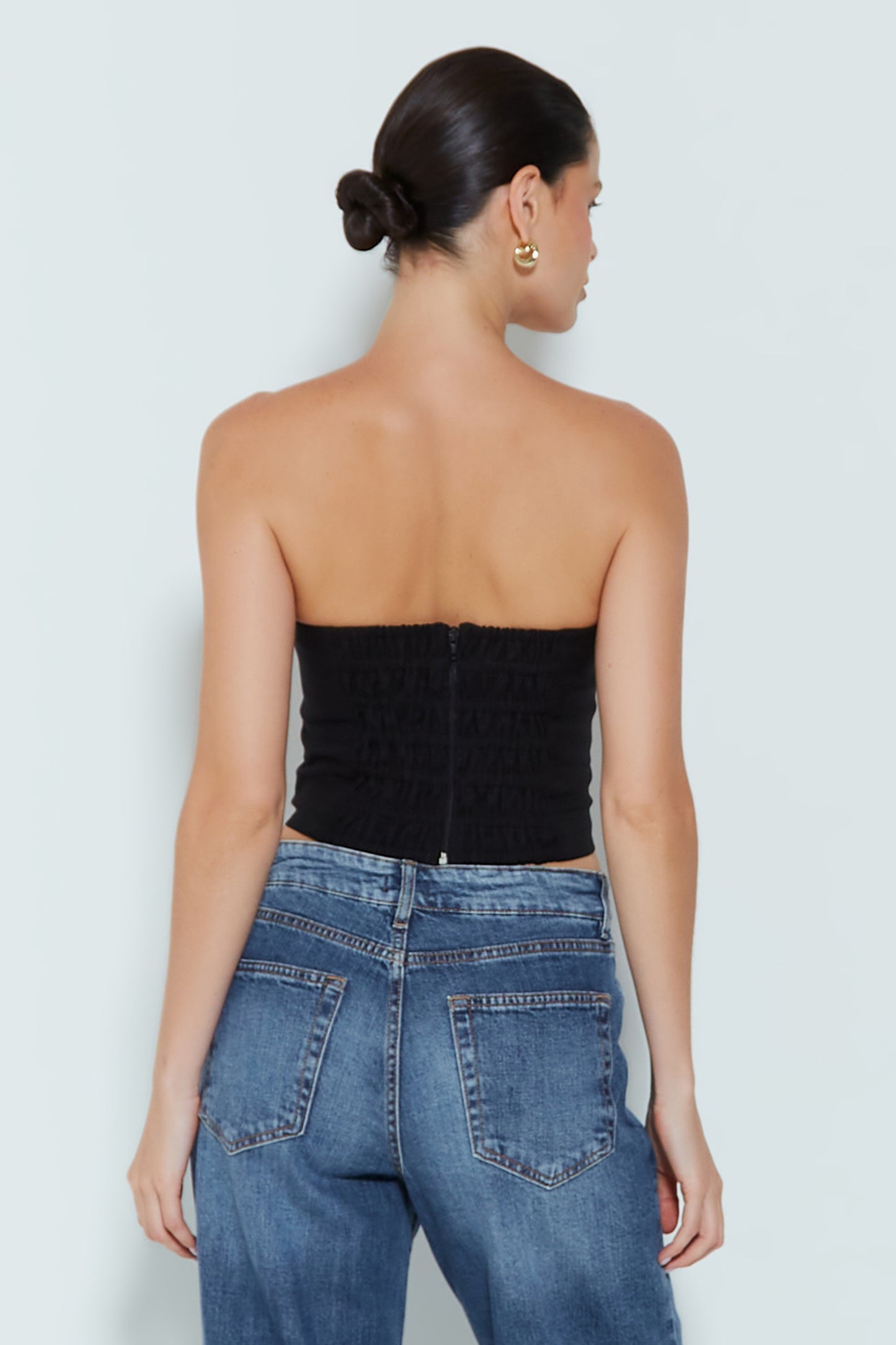 CROPPED TOMARA QUE CAIA COM DECOTE CORACAO PRETO