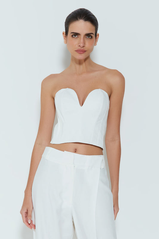 CROPPED TOMARA QUE CAIA COM DECOTE CORACAO OFF WHITE